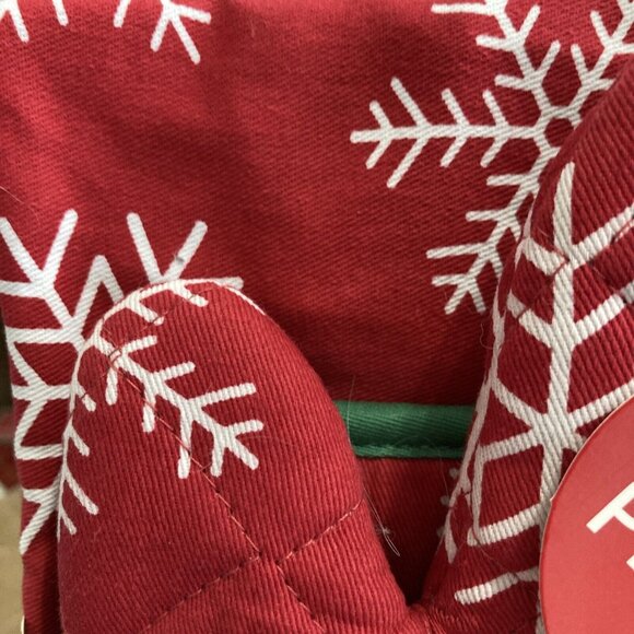 Apron Set Christmas Holiday Baking Oven Mitt Potholder Kitchen Merry Moments - Picture 11 of 11